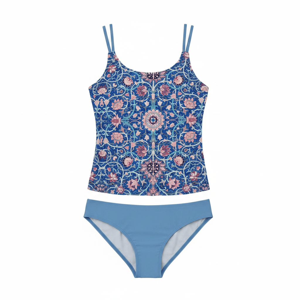 Women’s Boho Tankini Set – Intricate Mandala Print, Sculpted Slim-Fit & Free-Spirited Shoreline Majesty 1