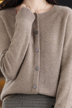 Amore | Women’s Cardigan | V Neck with Buttons Brown