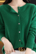 Amore | Women’s Cardigan | V Neck with Buttons Green