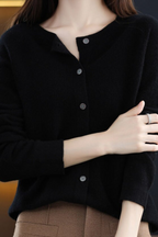 Amore | Women’s Cardigan | V Neck with Buttons Black