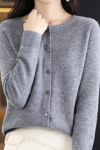 Amore | Women’s Cardigan | V Neck with Buttons Light Grey