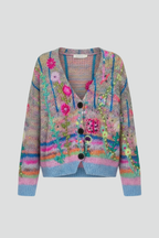 Women’s Cardigan with V-Neck and Patterned Knit Surface