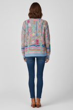 Women’s Cardigan with V-Neck and Patterned Knit Surface
