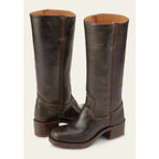 Women’s Knee-High Cowboy Boots – Sculpted Western Heel & High-Stakes Urban Edge Dark Brown