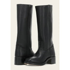 Women’s Knee-High Cowboy Boots – Sculpted Western Heel & High-Stakes Urban Edge Black