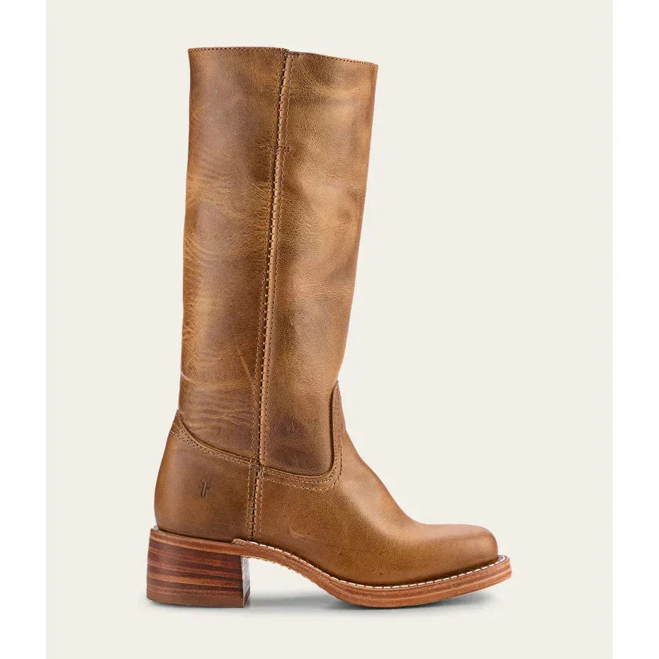 Women’s Knee-High Cowboy Boots with sculpted western heel, side view.