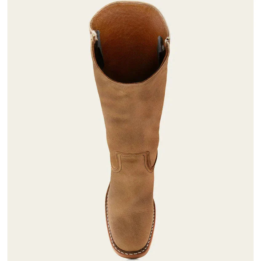 Women’s Knee-High Cowboy Boots with sculpted western heel, back view.