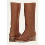 Women’s Knee-High Cowboy Boots – Sculpted Western Heel & High-Stakes Urban Edge Brown