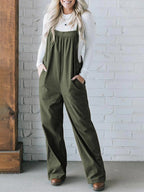 Women's Cozy Corduroy Loose Fit Overalls Olive