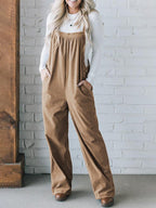 Women's Cozy Corduroy Loose Fit Overalls Khaki