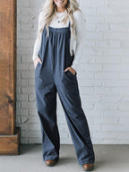 Women's Cozy Corduroy Loose Fit Overalls Blue