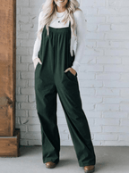 Women's Cozy Corduroy Loose Fit Overalls Dark Green