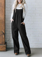 Women's Cozy Corduroy Loose Fit Overalls Black