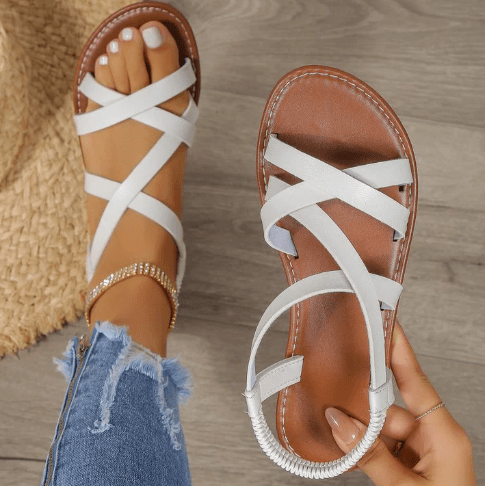 Women's Criss-Cross Flat Sandals – Roman Style & Comfort 0