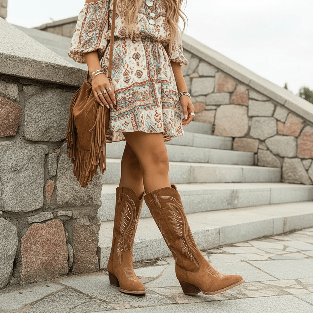 Women's Embroidered Cowboy Boots – Pointed Toe & Classic Style 1
