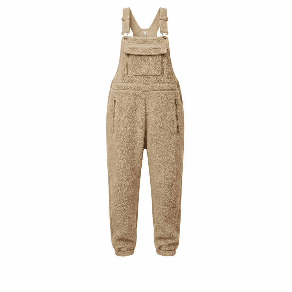 Women's Fleece Thermal Overalls With Zippered Pockets