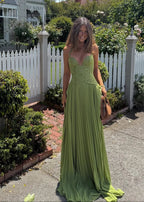 Women's Halter Maxi Wedding Guest Dress with Pleated Skirt and Lace 1