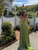 Women's Halter Maxi Wedding Guest Dress with Pleated Skirt and Lace 2