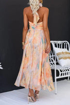 Women’s Halter Neck Maxi Dress with Tie Back and Gathered Waist 2