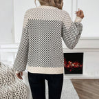 Women's Houndstooth Winter Sweater | Soft and Comfortable Warm Pullover