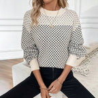 Women's Houndstooth Winter Sweater | Soft and Comfortable Warm Pullover