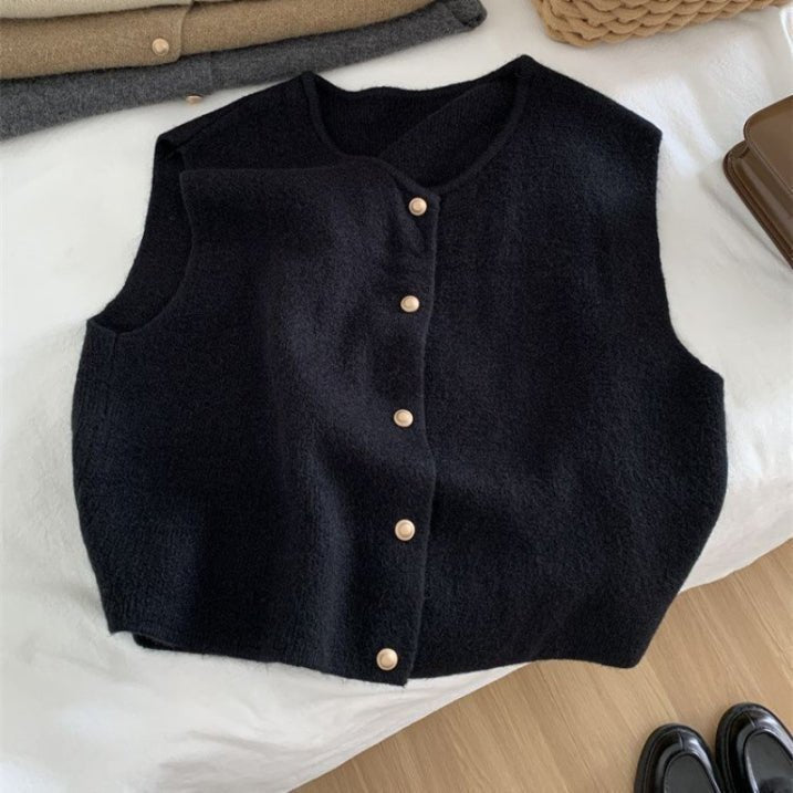 Women's Knit Button Down Vest | Sleeveless 1