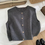 Women's Knit Button Down Vest | Sleeveless 2