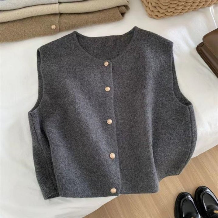 Women's Knit Button Down Vest | Sleeveless 2