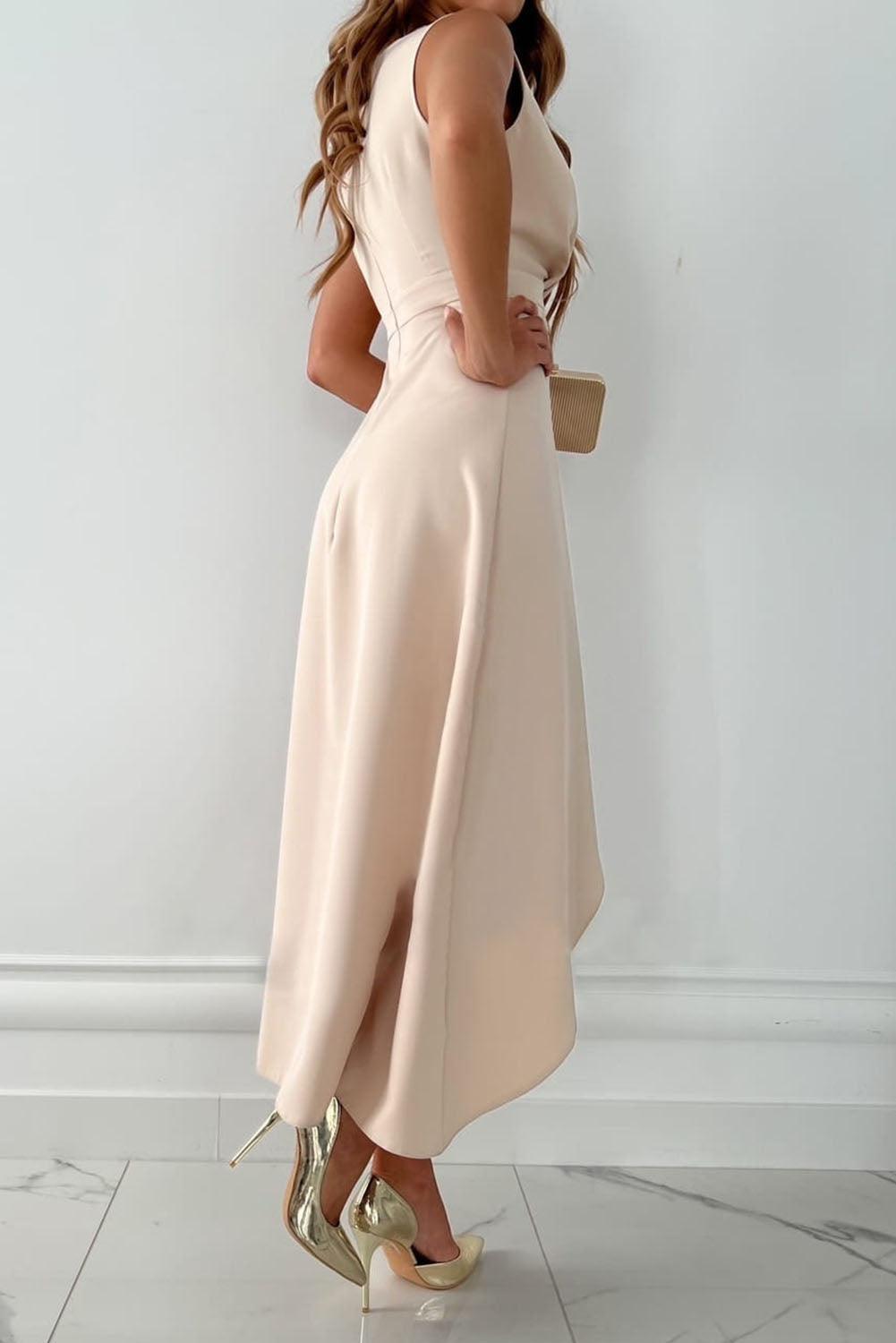 Women's Maxi Dress with V-Neck Wrap and High-Low Hem 2