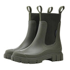 Women's Mid Calf Pull On Boots with Chunky Sole Green