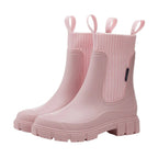 Women's Mid Calf Pull On Boots with Chunky Sole Pink
