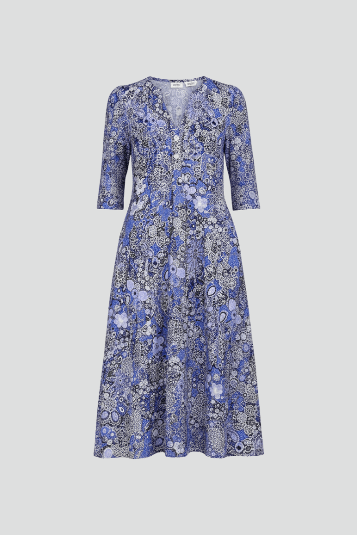 Women’s Midi Dress with V-Neck and Three-Quarter Sleeves