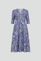 Women’s Midi Dress with V-Neck and Three-Quarter Sleeves