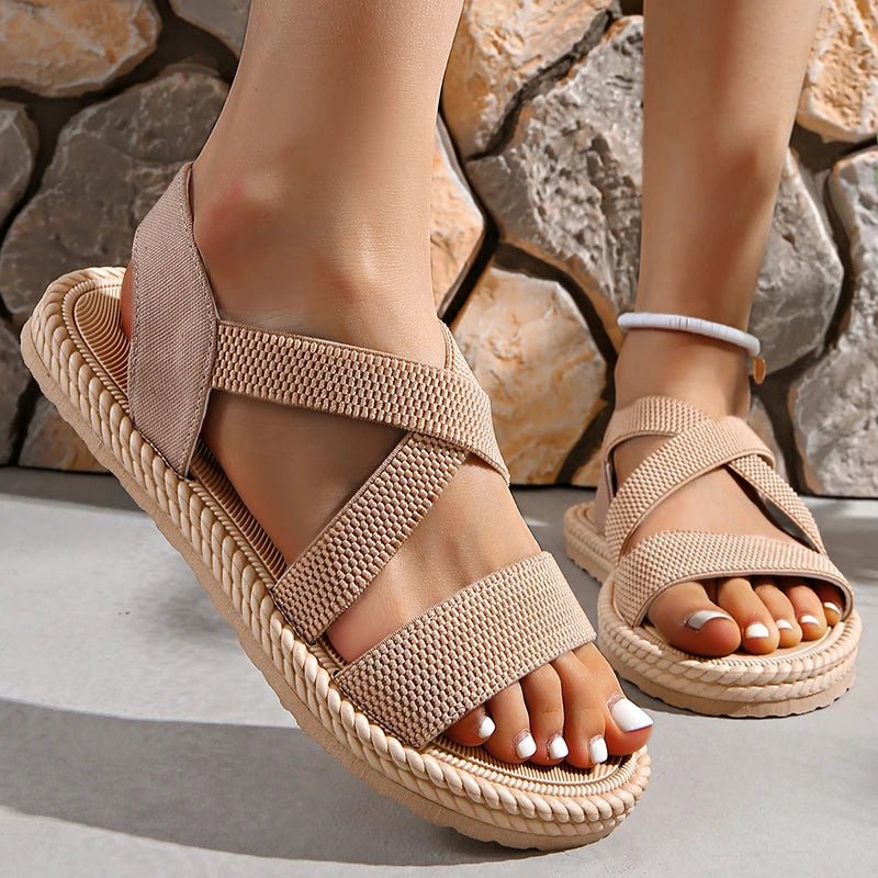 Women's Open Toe Slingback Sandals with Crisscross Straps and Braided Sole 0