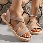 Women's Open Toe Slingback Sandals with Crisscross Straps and Braided Sole 0