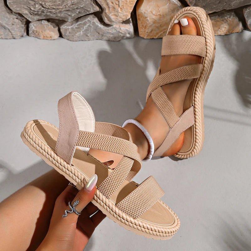 Women's Open Toe Slingback Sandals with Crisscross Straps and Braided Sole 3