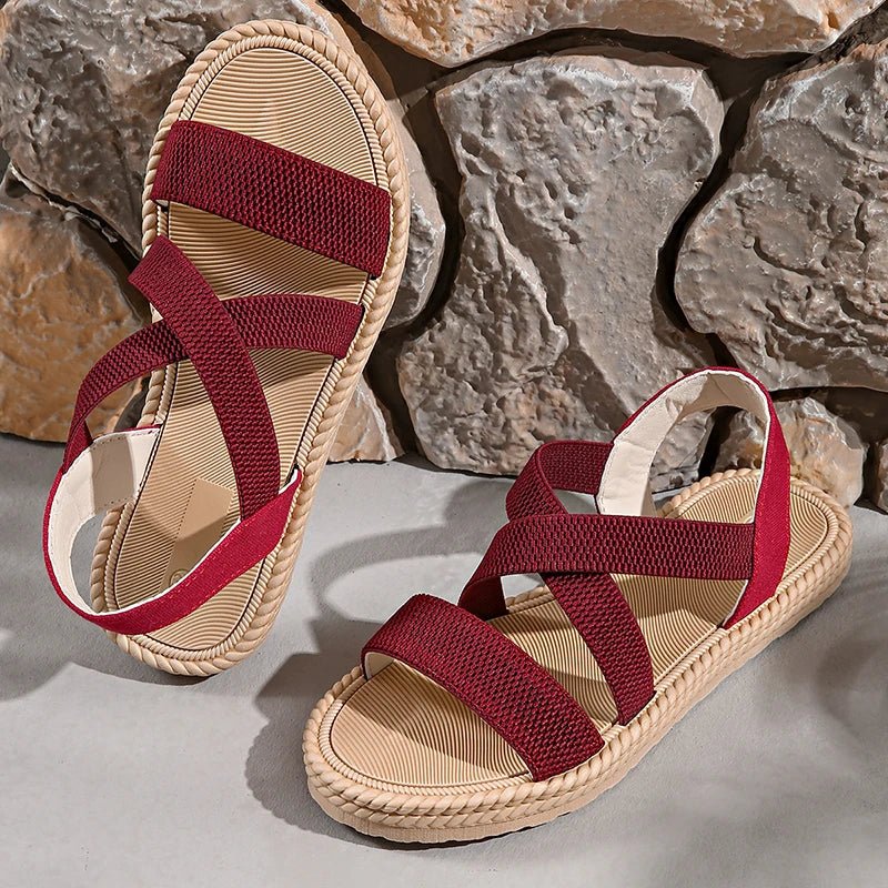 Women's Open Toe Slingback Sandals with Crisscross Straps and Braided Sole 7