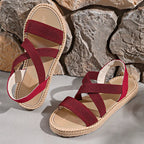 Women's Open Toe Slingback Sandals with Crisscross Straps and Braided Sole 7