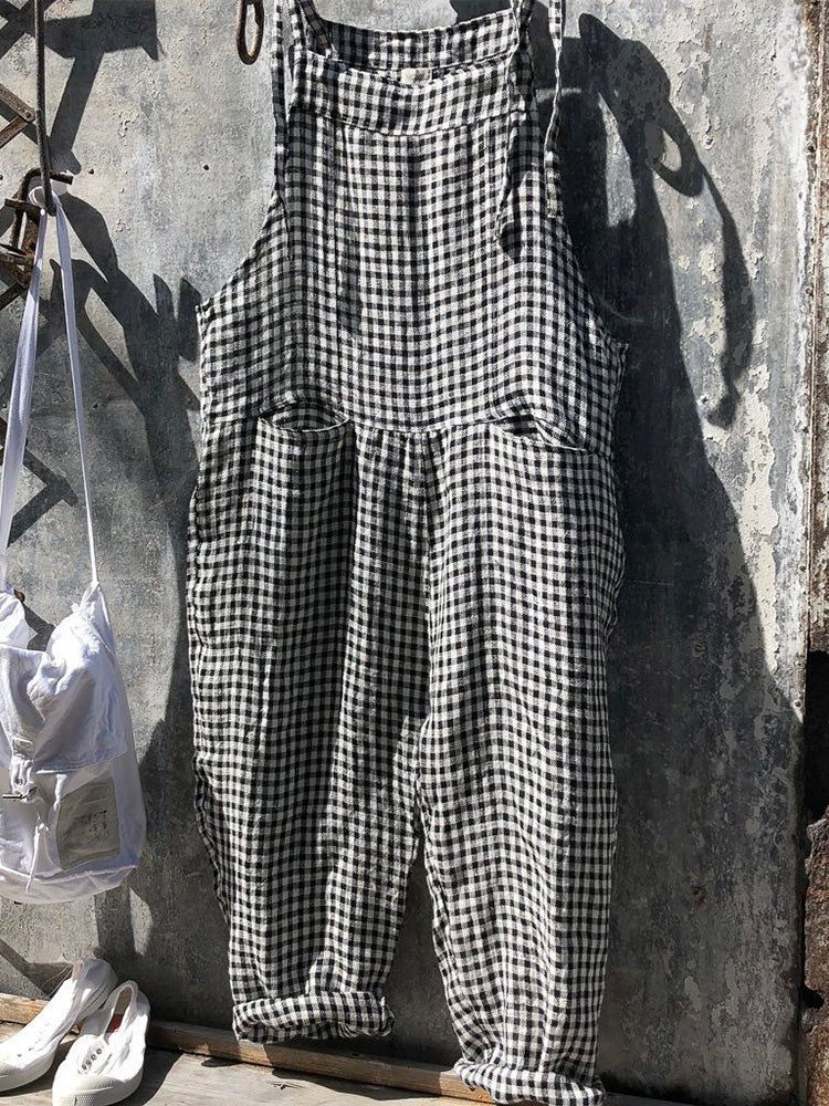 Women’s Tailored Dungarees – Structural Ivory Weave, Breathable Precision & Continental Executive Grace Black Plaid