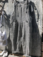Women’s Tailored Dungarees – Structural Ivory Weave, Breathable Precision & Continental Executive Grace Black Plaid