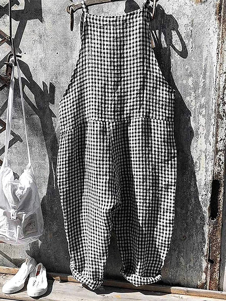 Women's Striped Wide Leg Overalls 5