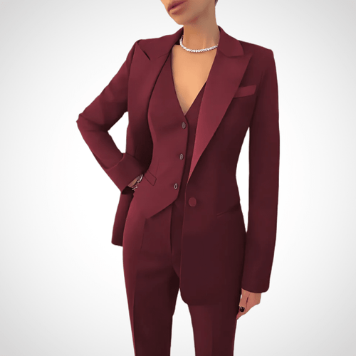 Women's Three-Piece Suit with Slim-Fit Trousers and Buttoned Vest 1