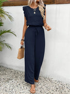 Women’s Two-Piece Set with Lace-Trim Cap-Sleeve Top and Wide-Leg Pants 3