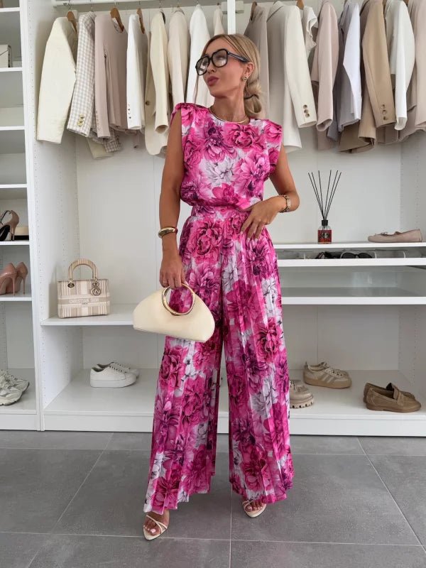 Women’s Two-Piece Set with Sleeveless Top and Pleated Wide-Leg Pants 1