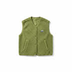 Women's V-neck Fleece Vest with Buttons and Pockets | Warm