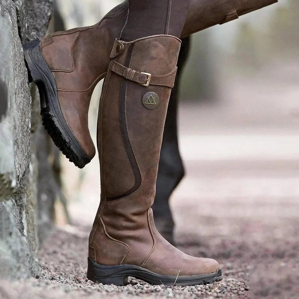 Women’s Waterproof Riding Boots - All-Weather Shield & Equestrian Majesty Dark Brown