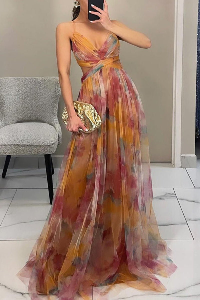 Women's Wrap Wedding Guest Dress with V-Neck and Floral Pattern 0