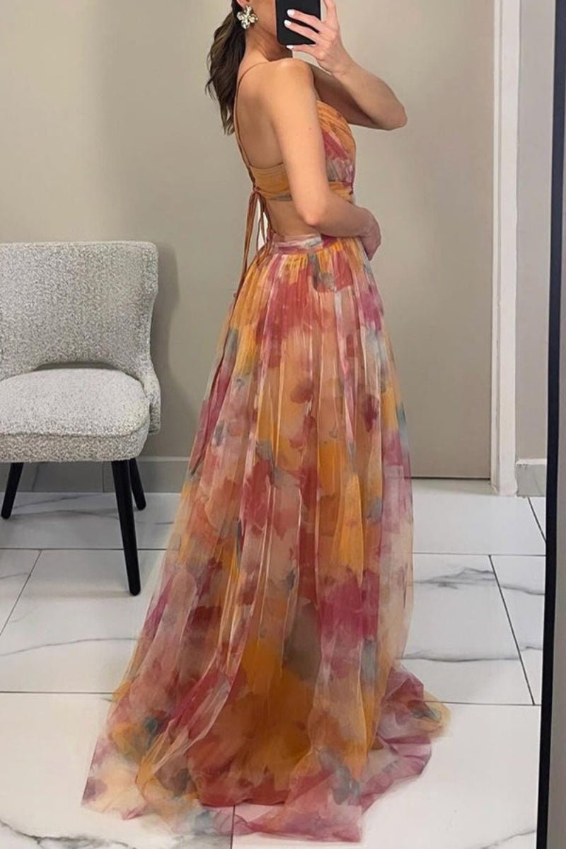 Women's Wrap Wedding Guest Dress with V-Neck and Floral Pattern 2
