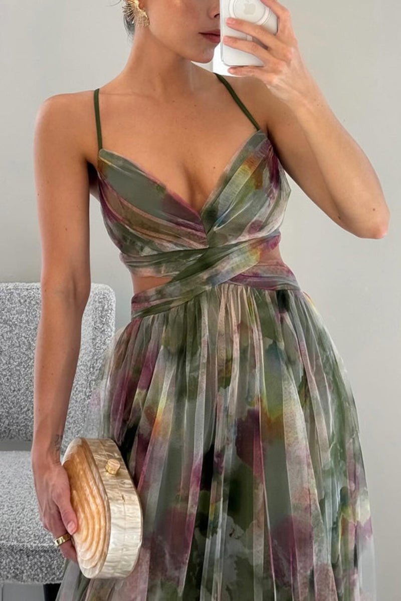 Women's Wrap Wedding Guest Dress with V-Neck and Floral Pattern 5