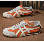 Women's and men's geometric summer sneakers with rubber sole orange